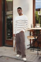 Trendyol Mink Casual Slim Slim Fit Crew Neck Striped Knitwear Sweater