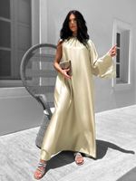 Krémové lesklé elegantní šaty GLADIOLUS Velikost: ONESIZE