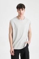 DEFACTO Boxy Fit Crew Neck Basic Plain Tank Top