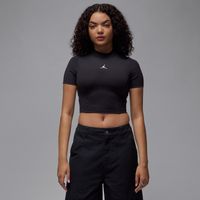 Jordan Wmns Short-Sleeve Knit Crop Top Black - Dámske - Tričko Jordan - Čierne - HJ0083-010 - Veľkosť: XS