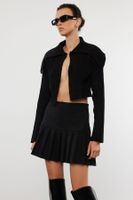 Trendyol Black Super Crop Soft Textured Knit Cardigan