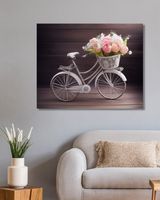 zuty Obrazy na stenu - Bicykel s košom ruží Rámovanie: bez rámu a bez vypnutia plátna, Rozmer: 80x100 cm