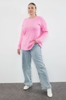 Trendyol Curve Pink Ribbed Crew Neck Knitwear Sweater