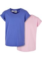 Girls' Organic Extended Shoulder T-Shirt 2-Pack purpleday/girlypink