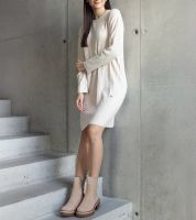 marka niezdefiniowana Beige shimmering midi dress Kadyra