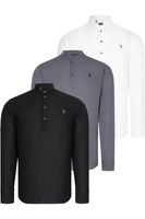 TRIPLE SET G783 DEWBERRY JUDGE COLLAR SHIRT-BLACK-WHITE-ANTHRACITE