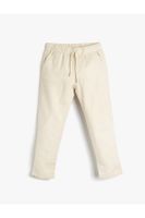 Koton Linen Pants with Tie Waist, Pockets, Comfortable Cut.