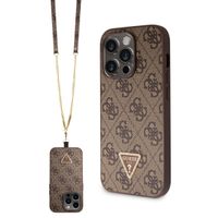 GUESS 4G STRASS SET Zaščitni ovitek + trak za Apple iPhone 15 Pro rjav