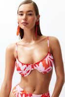 Trendyol Tropical Patterned Balcony Embroidered Bikini Top