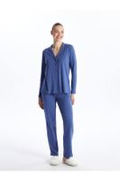 LC Waikiki Lcw Shirt Collar Plain Long Sleeve Women's Pajama Set