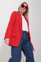 Trend Alaçatı Stili Women's Red Shawl Collar Lined Jacket