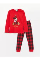 LC Waikiki Crew Neck Minnie Mouse Printed Long Sleeve Girls Kids Pajamas Set