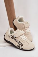 Boto Buty Sportowe Dziecięce Z Rzepem Beżowe Z Panterką Perrin