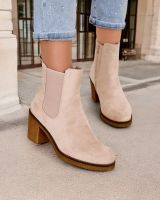 Resti Eko-zamszowe damskie botki na słupku Bregianka