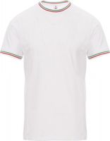 Payperwear Bavlněné triko Flag s límečkem a lemem s kontrastní trikolórou Barva: bílá - zelená - bílá - červená, Velikost: L