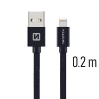 Datový kabel Swissten Textile USB Lightning 0,2 M, black