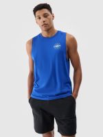 Pánsky oversize tank top s potlačou - kobaltovomodrý