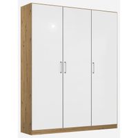 Rauch Möbel SKRIŇA S OTOČNÝMI DVERAMI, dub artisan, biela s vysokým leskom, 136/197/54 cm