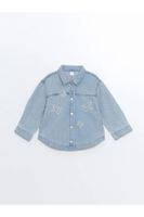 LC Waikiki LCW baby Light Blue Rodeo Shirt Collar Embroidered Baby Girl Jean Jacket