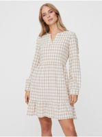 White-beige checkered dress VERO MODA Kimi - Women's