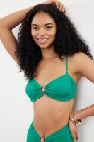 Trendyol Emerald Green Strapless Premium Accessorized Bikini Top