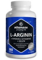 L-Arginin Kapseln hochdosiert, 360 Kapseln mit VITAL-Formel B6, B12, Folsäure, Selen und Piperin, Pre Workout Nahrungsergänzung | Vitamaze by Sensilab