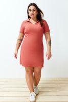 Trendyol Curve Brick Polo Collar Midi Knit Plus Size Dress