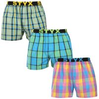 3PACK pánské trenky Styx sportovní guma vícebarevné (3B110103) XXL