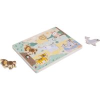 eliNeli Sound Puzzle Animals układanka edukacyjna z drewna 18m+ 7 szt.
