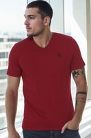 T8568 DEWBERRY V-NECK MEN'S T-SHIRT-BURGUNDY-1