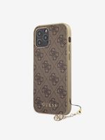 Guess 4G Charm Zadní Kryt pro iPhone 12/12 Pro 6.1 Brown Etui za telefon ljubičasta