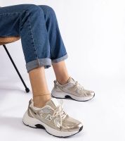 D/CEO Złote buty sportowe damskie sneakersy Sedilla