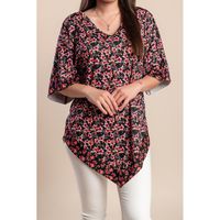 Bluse Mit Print In Übergröße, Schwarz
