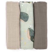 Petite&Mars Moussy Stoffwindeln Whale Song 68 x 68 cm 3 St.