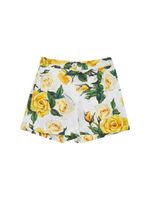 Flower Printed Cotton Shorts