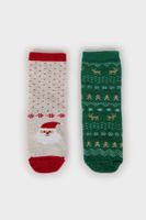 DEFACTO Baby Boy Christmas Themed Seamless 2-Pack Cotton Long Socks