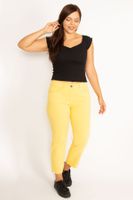 Şans Women's Plus Size Yellow 5 Pockets Jeans Trousers