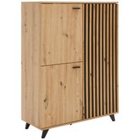 MID.YOU VYSOKÁ KOMODA, čierna, farba duba, 93,5/126/40 cm
