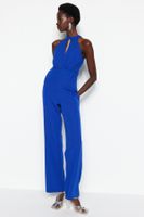 Trendyol Sax-Weave Jumpsuit with Shiny Stones