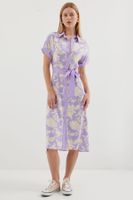 Bigdart 2455 Patterned Shirt Dress - Lilac