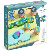DJECO Puzzle & Push Along Toy Animal Toy Cars aktivnostna vstavljanka 18m+ 12 kos