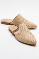 LuviShoes PESA Cream Women's Slippers with Straw Stones.