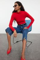 Trendyol Red High Collar Fitted Knitted Blouse