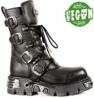 ECO VEGANE NEW ROCK BOOTS BLACK REACTOR- SCHWARZ - UNISEX - METALLIC COLLECTION 42