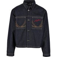 Karl Kani Jeans Cropped Rinsed Denim Jacket - Pánske - Bunda Karl Kani - Modré - PD00010805 - Veľkosť: XL
