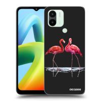 Silikónový čierny obal pre Xiaomi Redmi A2 - Flamingos pár