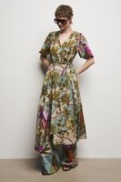 Medicine šaty s viazaním s prímesou ľanu