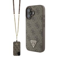 GUESS 4G STRASS SET Zaščitna prevleka + trak za Apple iPhone 16 rjava