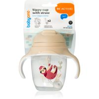 BabyOno Be Active Sippy Cup with Weighted Straw тренувальний кухоль з трубочкою 6 m+ Sloth 240 мл