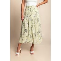 Plus Size Rock Mit Blumenprint, Hellgrün